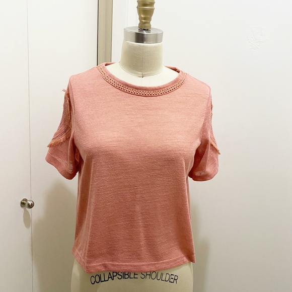 H&M Crew Neck Arm Embroidery Detail Coral XS - Picture 6 of 8